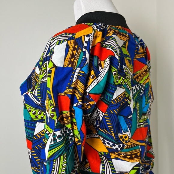 STUNNING African Inspired Wax Fabric Bomber Jacket | Medium - Picture 12 of 15